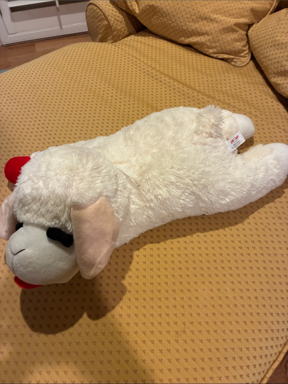 Cream Plush Lamb Dog Toy - Soft Squeaky Comfort